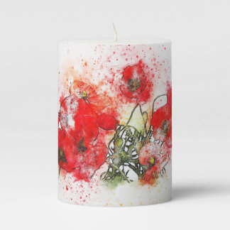 Pillar candle Poppies