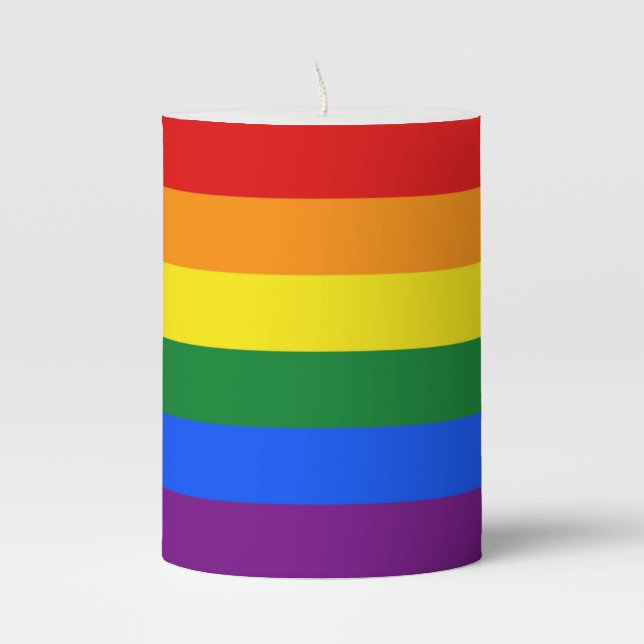 Pillar Candle Rainbow Pride flag of LGBT (Front)