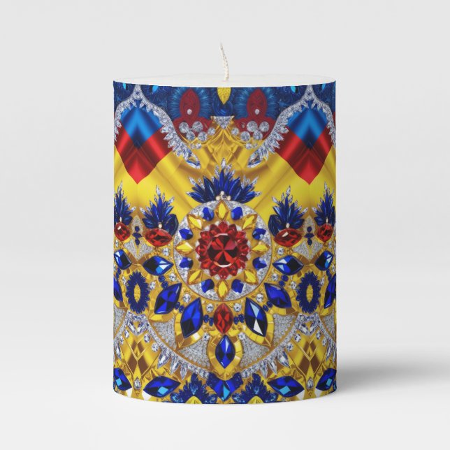 Pillar Candle Romanian Colors Design (Front)