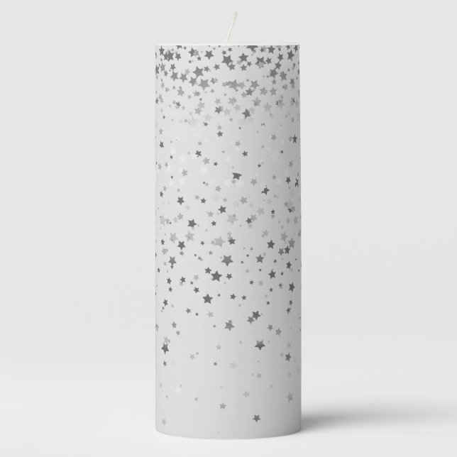Pillar Candle-Silver Stars Pillar Candle (Front)