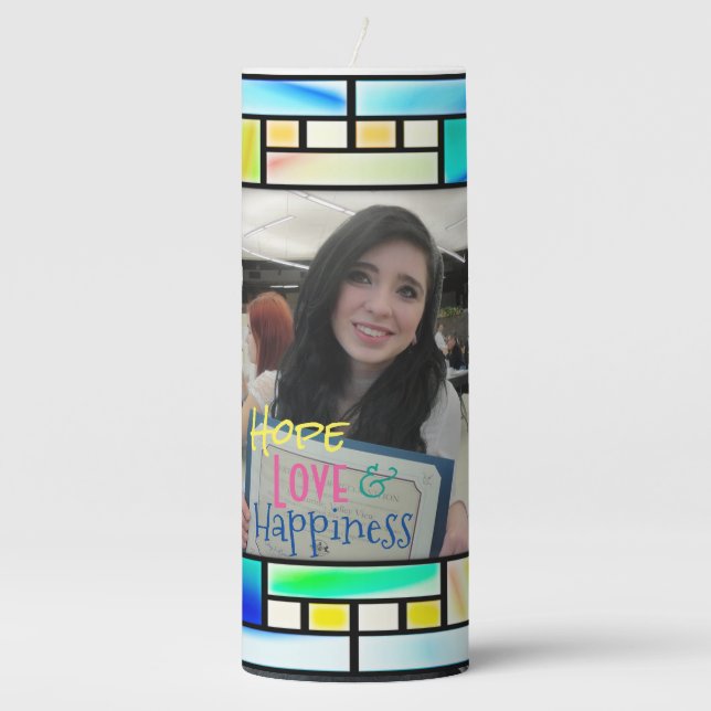 Pillar Candle Stained Glass Look Photo Frame (Front)