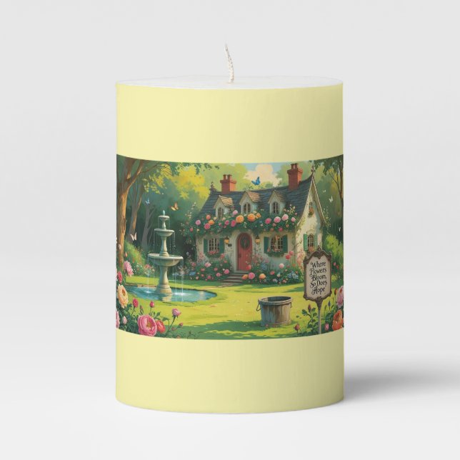 Pillar Candle-Victorian Garden Inspirational  Pillar Candle (Front)