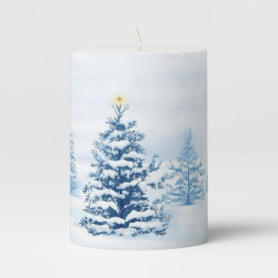 Pillar Candle- Winter Christmas Holiday Trees Candle