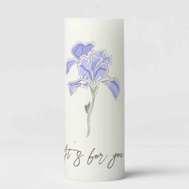 Pillar Candle with an iris flower (Front)