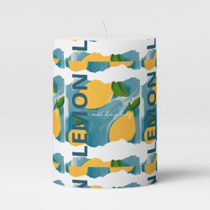 Pillar candle with lemon print