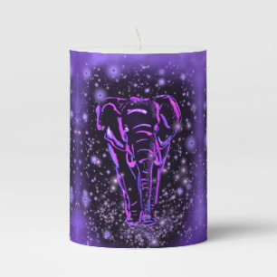 Pillar Candle with Purple Elephant