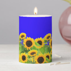 Pillar Candle with Sunflowers