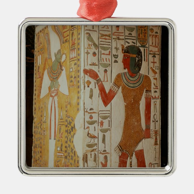 Pillar depicting Osiris and a priest wearing Metal Ornament (Front)