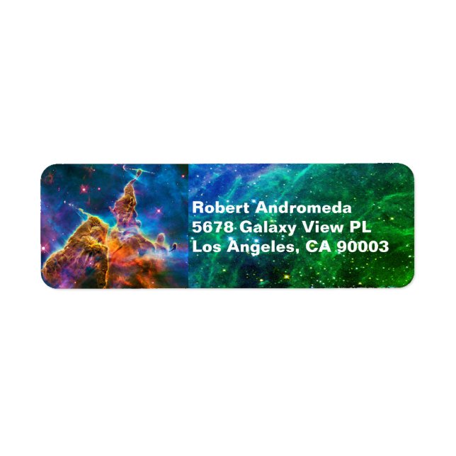 Pillar & Jets in the Carina Nebula & Stars Address Label (Front)