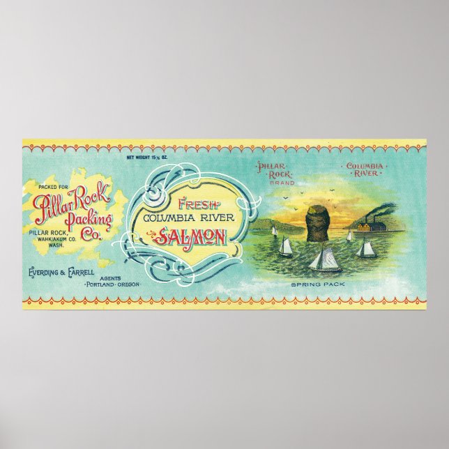 Pillar Rock, Washington - Pillar Rock Salmon Poster (Front)