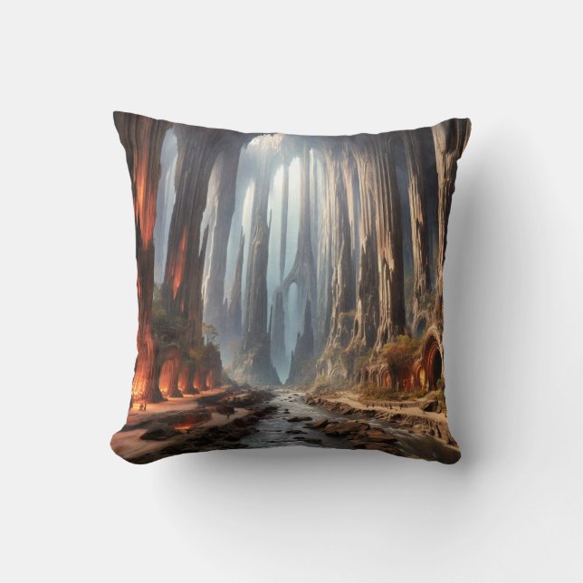 Pillars and People Throw Pillow (Front)