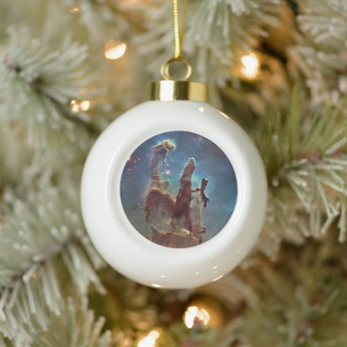 Pillars of Creation Eagle Nebula Hubble Space Ceramic Ball Christmas Ornament
