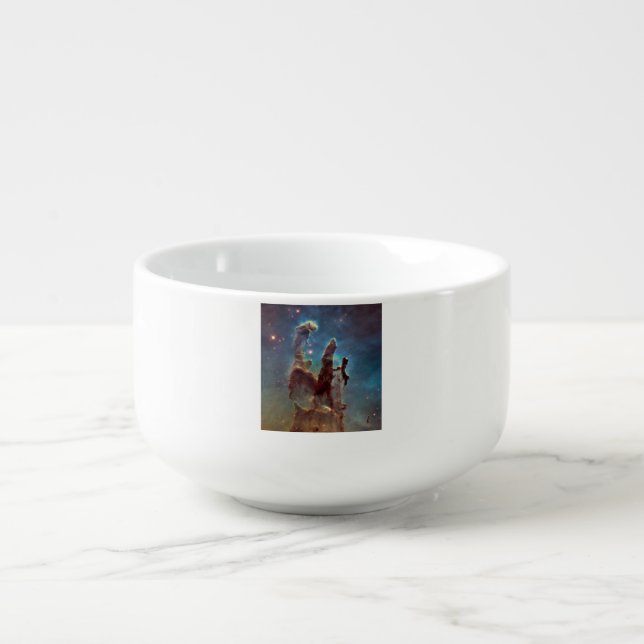 Pillars of Creation, Eagle Nebula Hubble Space Soup Mug (Front)