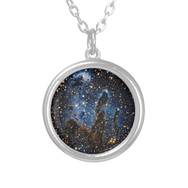 Pillars Of Creation Eagle Nebula Near Infrared Silver Plated Necklace (Front)