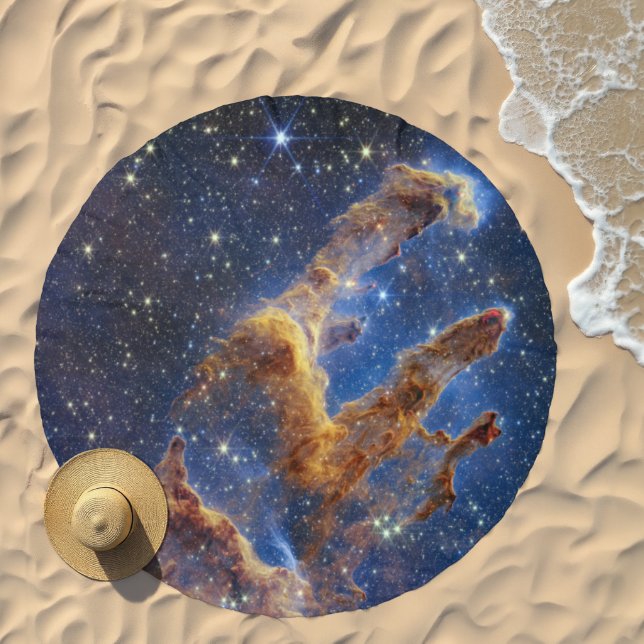 Pillars of Creation Eagle Nebula Webb Telescope Beach Towel (Beach)