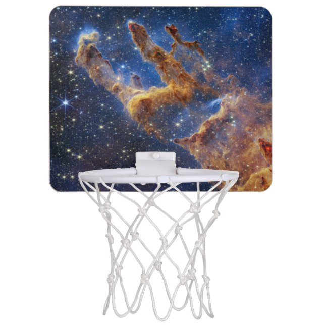 Pillars of Creation Eagle Nebula Webb Telescope Mini Basketball Hoop (Front)