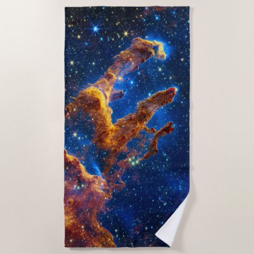 Pillars of Creation _ James Webb NIRCam Astronomy Beach Towel