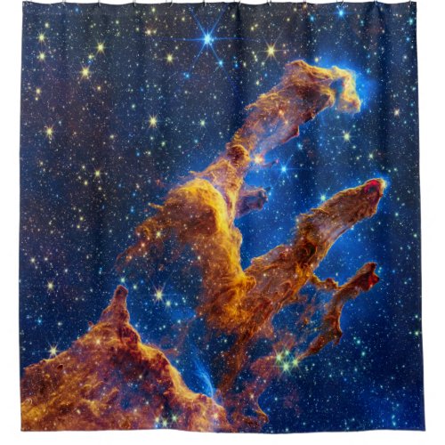Pillars of Creation _ James Webb NIRCam Astronomy Shower Curtain