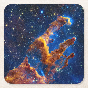 Pillars of Creation - James Webb NIRCam Astronomy  Square Paper Coaster