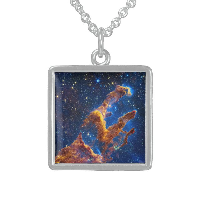 Pillars of Creation - James Webb NIRCam Astronomy Sterling Silver Necklace (Front)