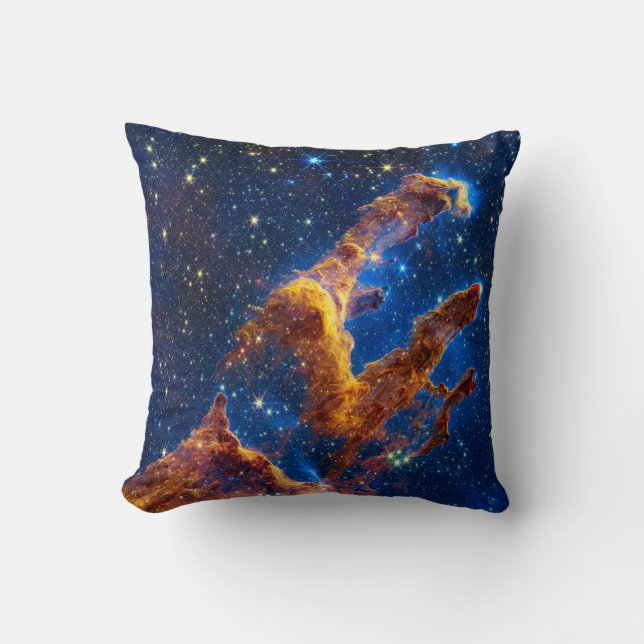 Pillars of Creation - James Webb NIRCam Astronomy Throw Pillow (Front)
