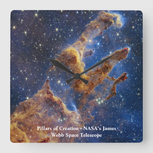 Pillars of Creation James Webb Space Telescope Square Wall Clock