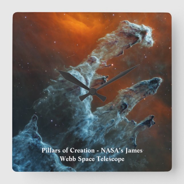 Pillars of Creation James Webb Space Telescope Square Wall Clock (Front)