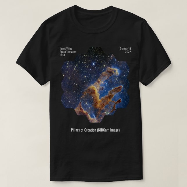 Pillars of Creation (NIRCam Image) James Webb JWST T-Shirt (Design Front)