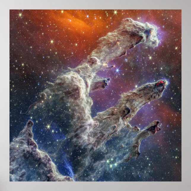 Pillars of Creation NIRCam & MIRI Composite Image Poster (Front)