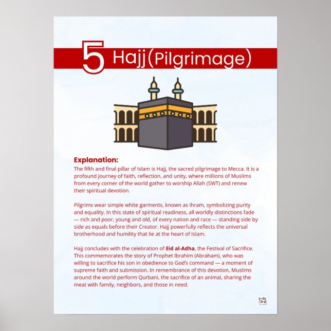 Pillars of Islam - Hajj (Pilgrimage) Red Poster (Front)