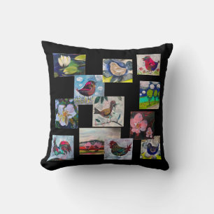 Pillon with birds and flowers throw pillow