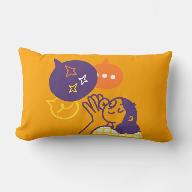 Pillow - 13" x 21" orange with illustration (Front)