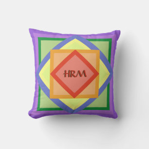 Pillow - Alpaca within Squares of Rainbow Colors