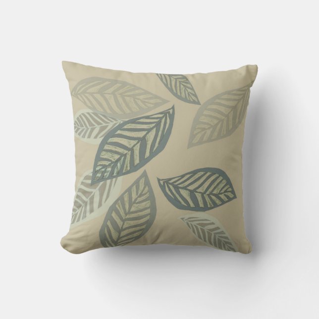 pillow artistic leaf art abstract design on gray (Front)
