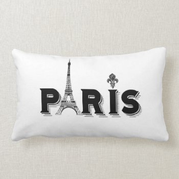 Pillow-black And White-paris Lumbar Pillow by GIFTSBYHEATHERMYERS at Zazzle