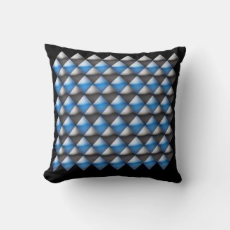 Pillow - Blue and Black 3-D Diamonds