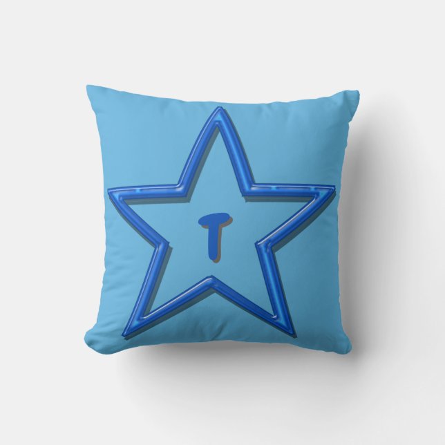 Pillow - Blue Star with Letter (Front)