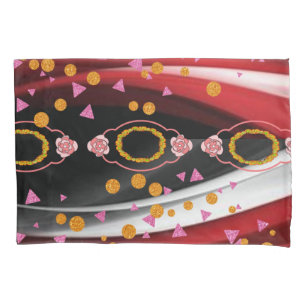 Pillow Case Abstract Red Black White