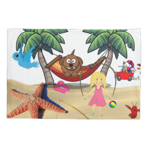 Pillow Case Beach Dog Starfish Sand