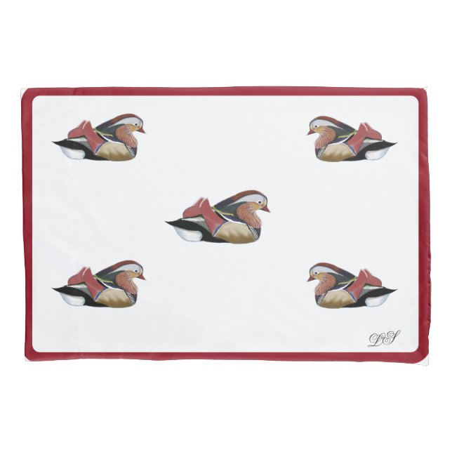 pillow case digital drawing Mandarin duck  (Front-Left)