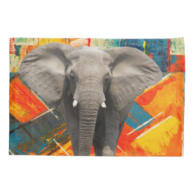 Pillow Case Elephant Abstract Colors (Back)