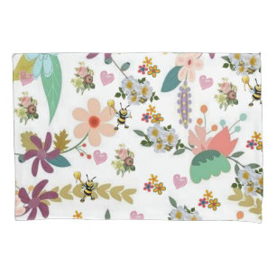 Pillow Case Floral Bumblebee