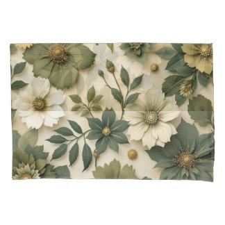 Pillow case green flowers pattern