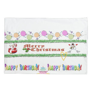 Pillow Case Merry Christmas Happy Birthday
