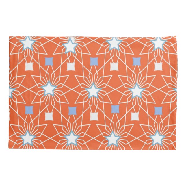 Pillow Case Orange Blue Stars (Back)