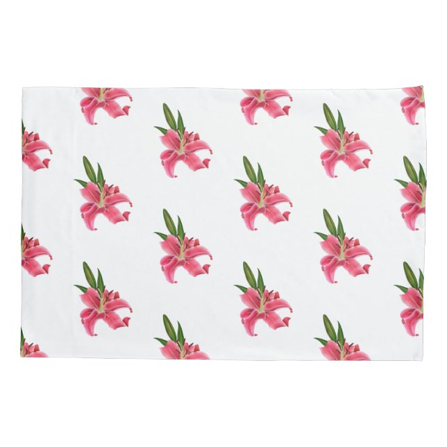 Pillow Case Pink Lily Floral (Back)