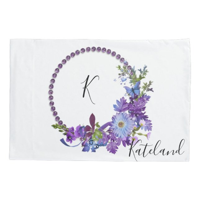 Pillow Case Purple Floral (Back)
