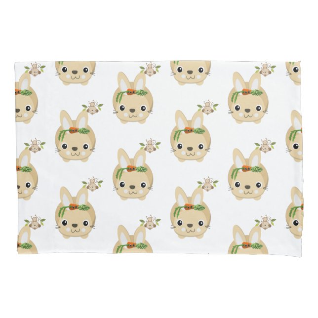 Pillow Case Rabbit Monkey Carrots Peas (Front)