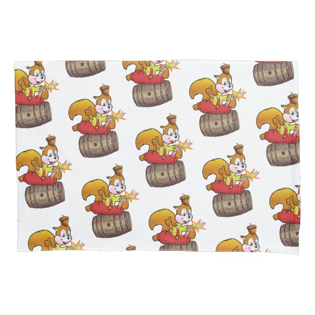 Pillow Case Squirrel Acorn Barrel (Front)