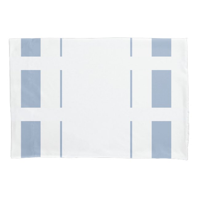 Pillow Case Stripe Square White and Blue (Front)